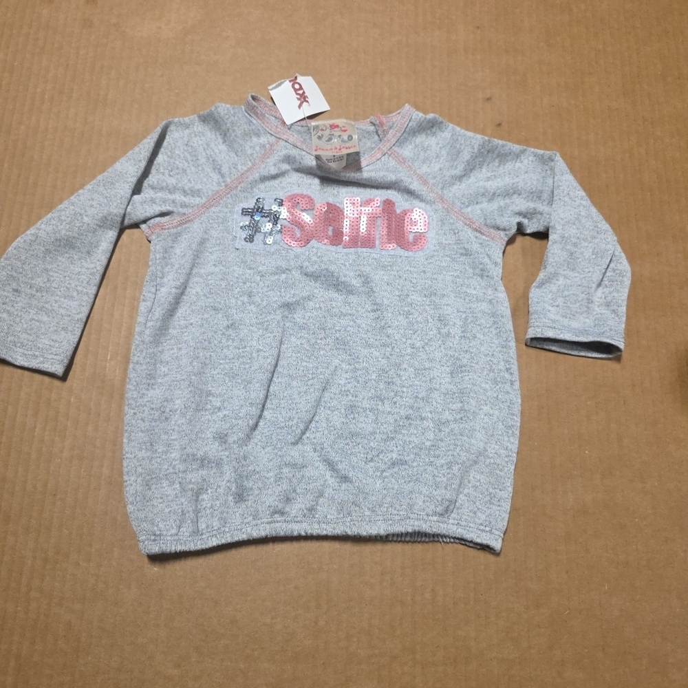 JENNA & JESSIE Girls Kids Size 4 Shirt Top Sweater Long Sleeve Sequin # Selfie